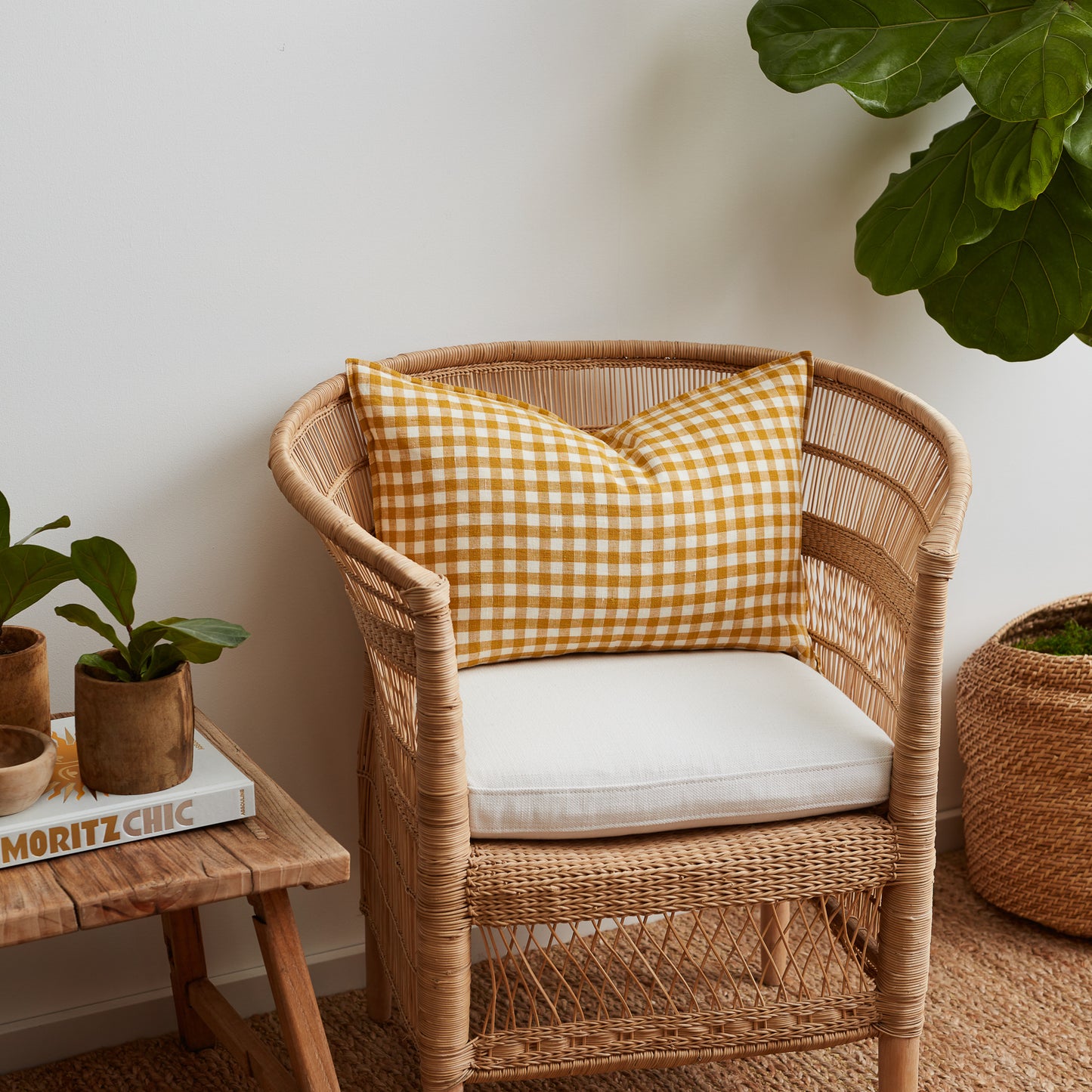 Ochre Gingham Pillow