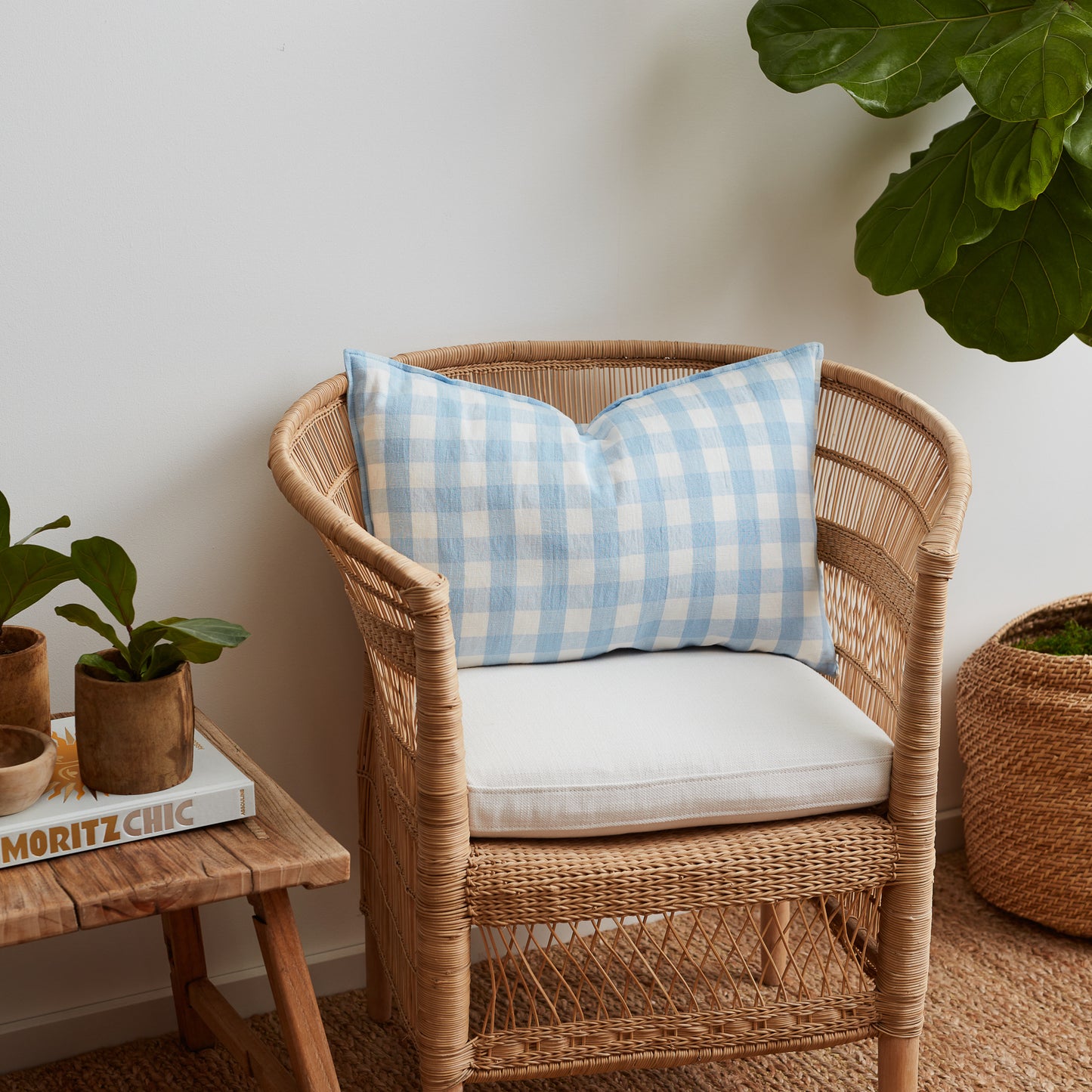 Hydrangea Classic Gingham Pillow